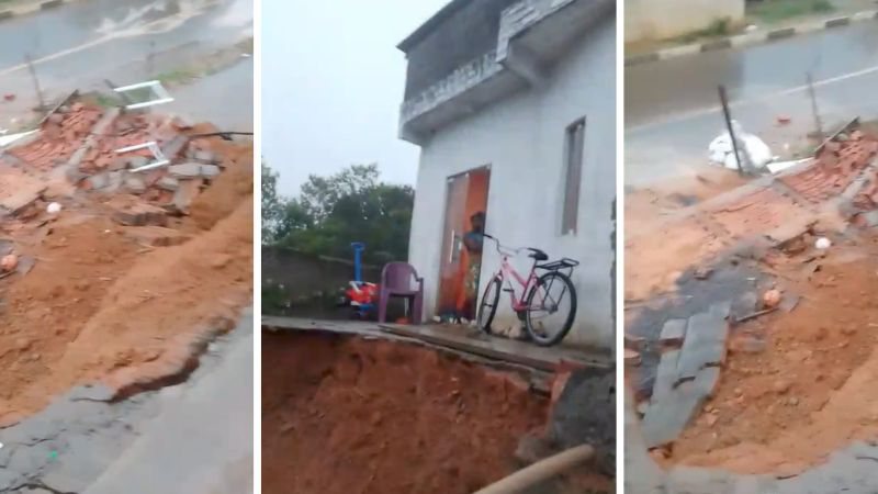  Candeias-Ba: Casa fica sob risco de desabamento em ribanceira após deslizamento de terreno